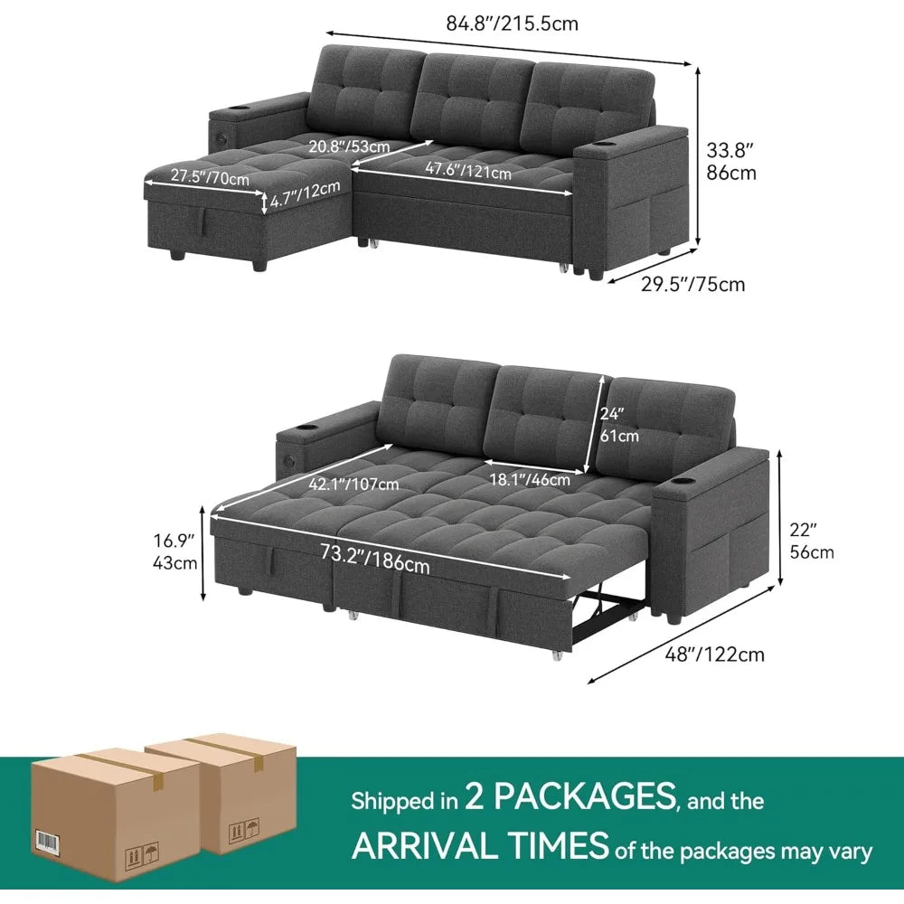 L-Shaped Sleeper Sofa Bed