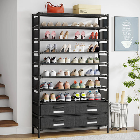 10 Tier Shoe Rack Organizer with 4   Drawers