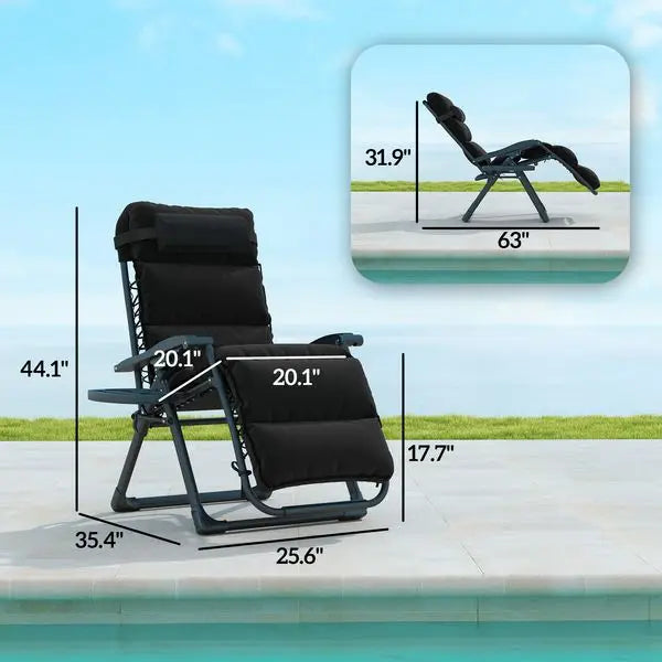 2 Piece Zero Gravity Lounge Chairs w/ Side Tray