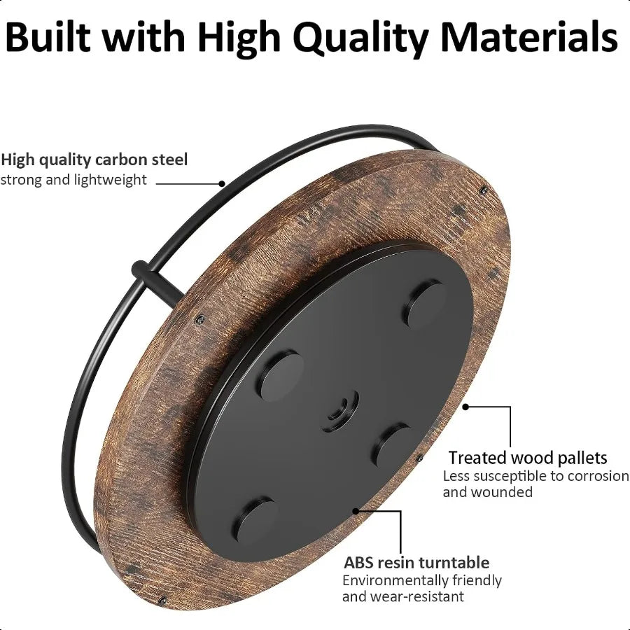 9 Inch Rotating Spice Rack w/Round Wooden Turntable