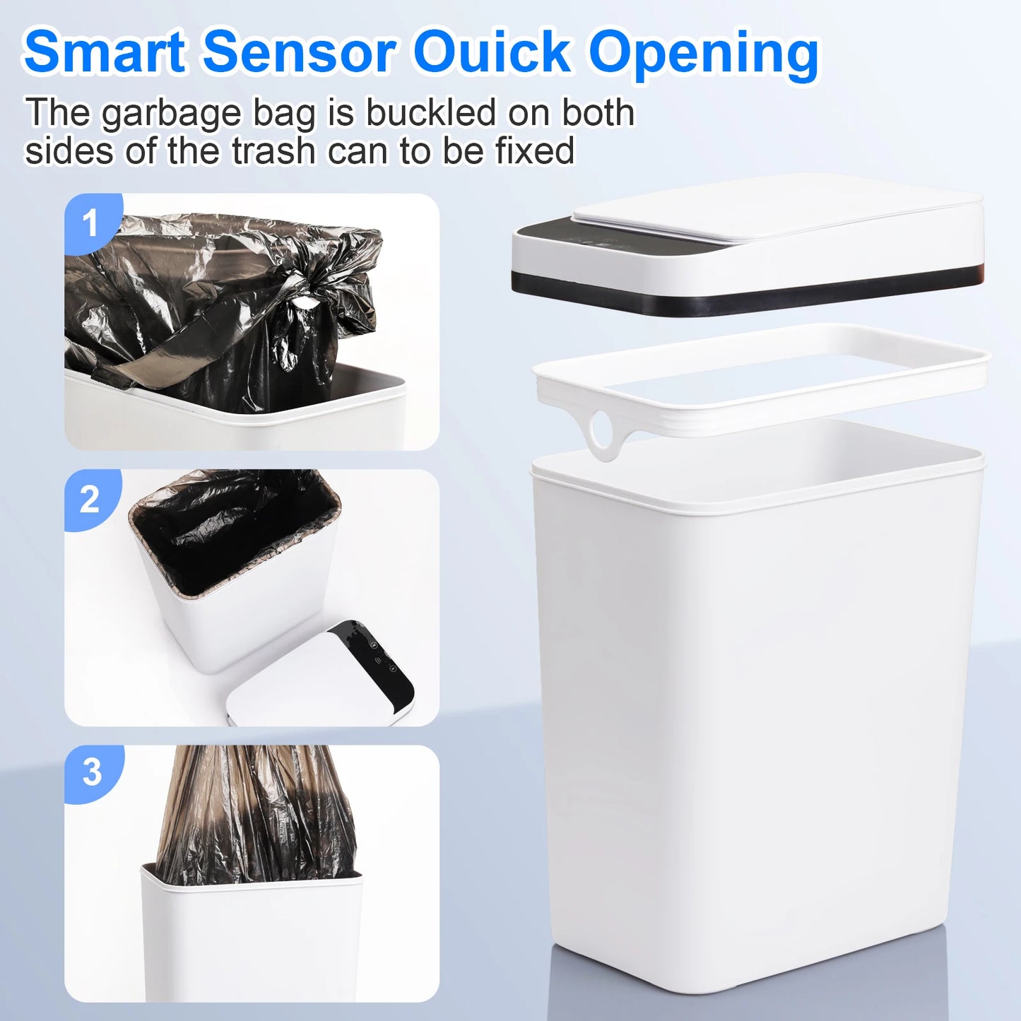 2 Pack 12L  Automatic Trash Cans