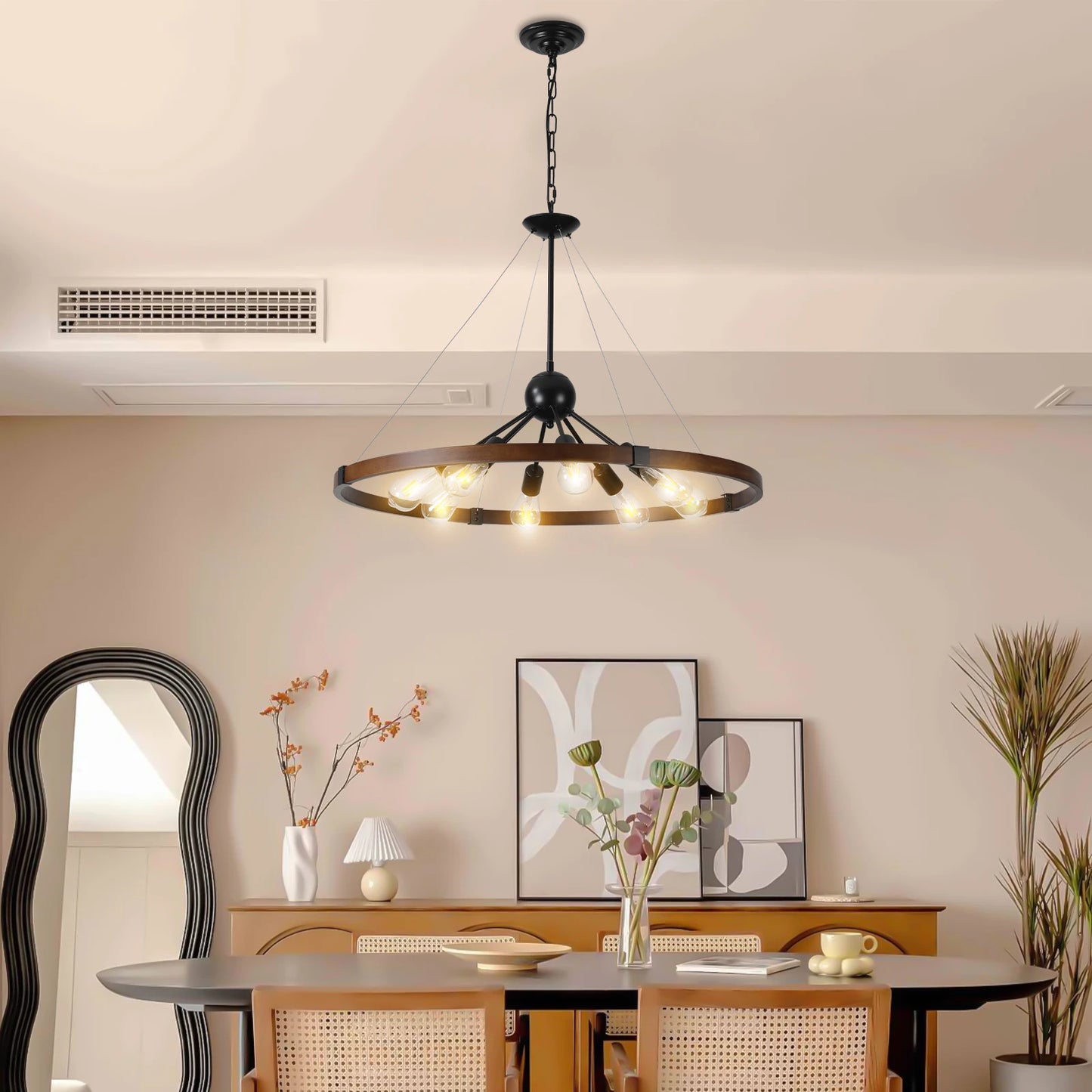 Metal and Wood Finish Pendant Lighting Fixture