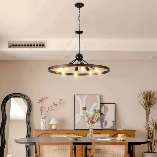 Metal and Wood Finish Pendant Lighting Fixture