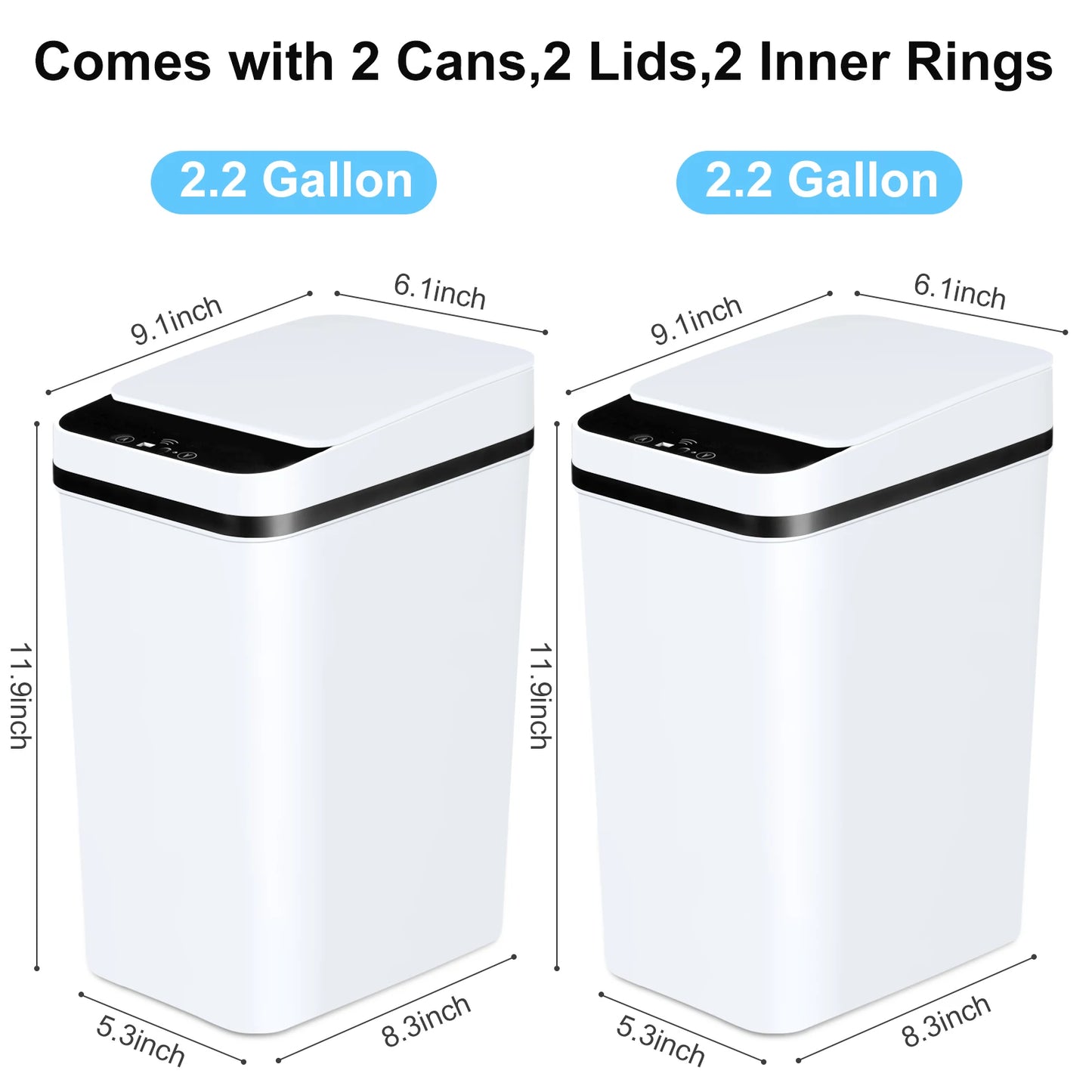 2 Pack 12L  Automatic Trash Cans