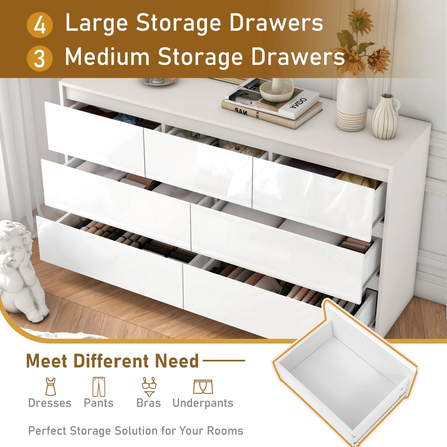 7 Drawer Modern Style Dresser