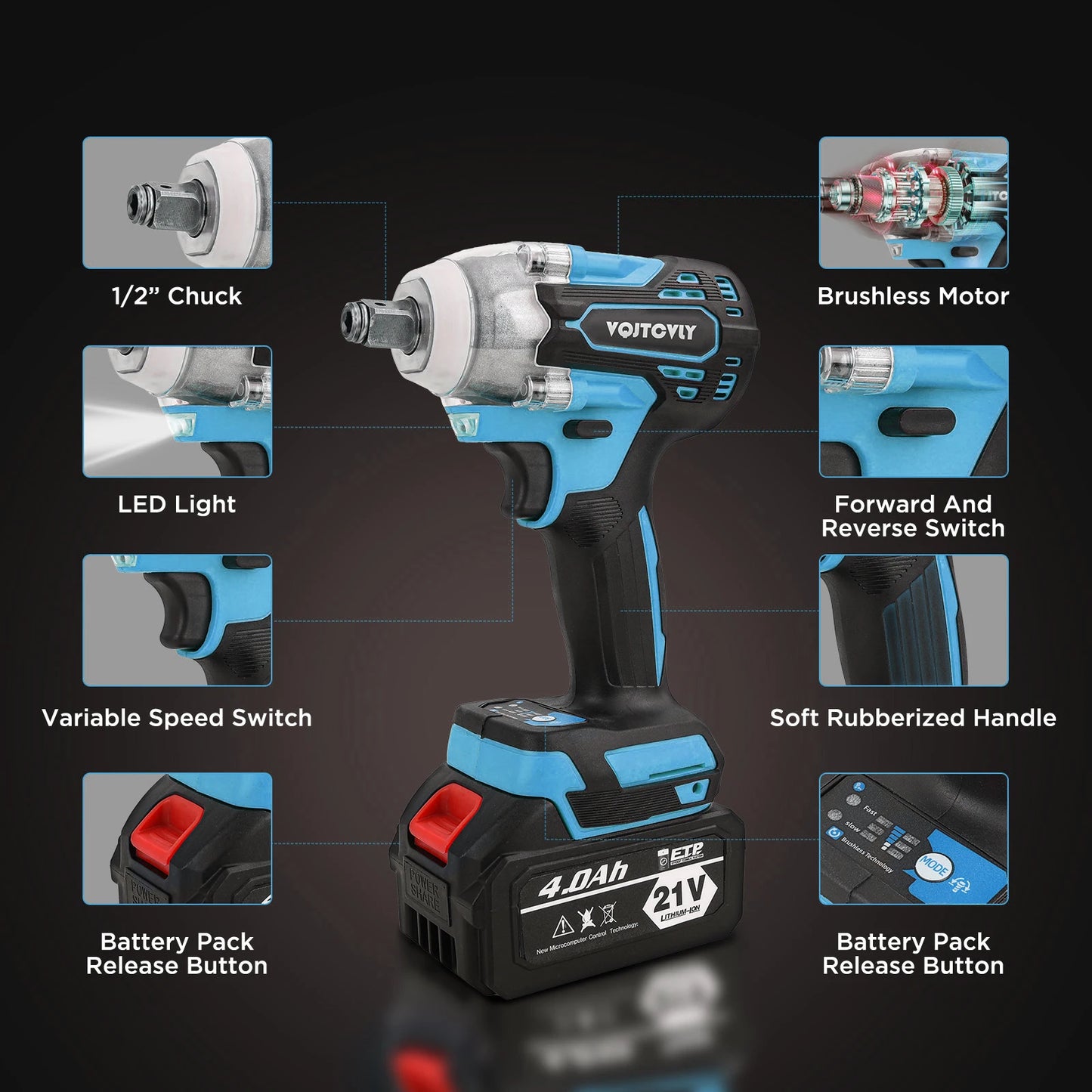 21V Cordless impact wrench drill set