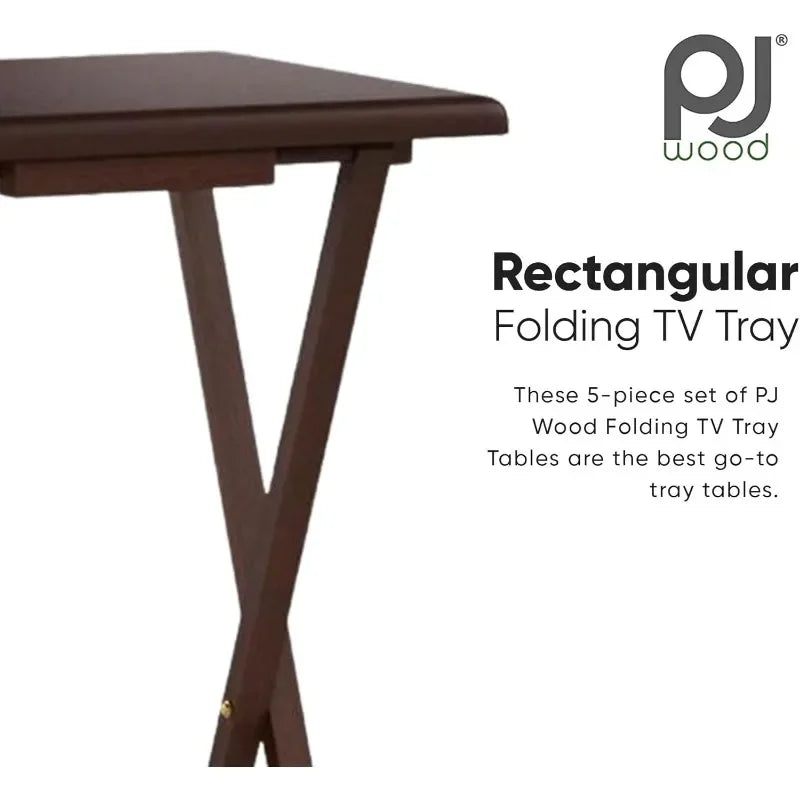 5 Piece Set Walnut TV Tray Snack Tables