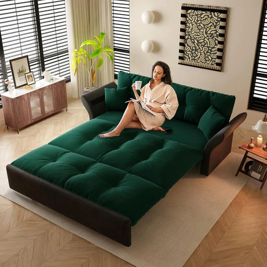 74.8" Queen Pull Out Convertible Futon Couch Sleeper