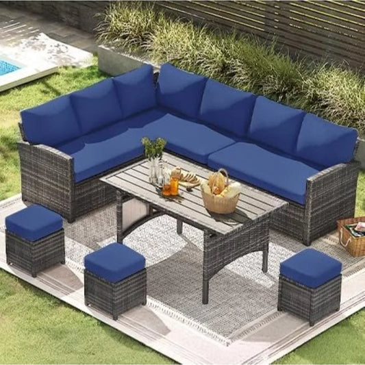 7 Pieces Patio Sectional Sofa Whicker Set