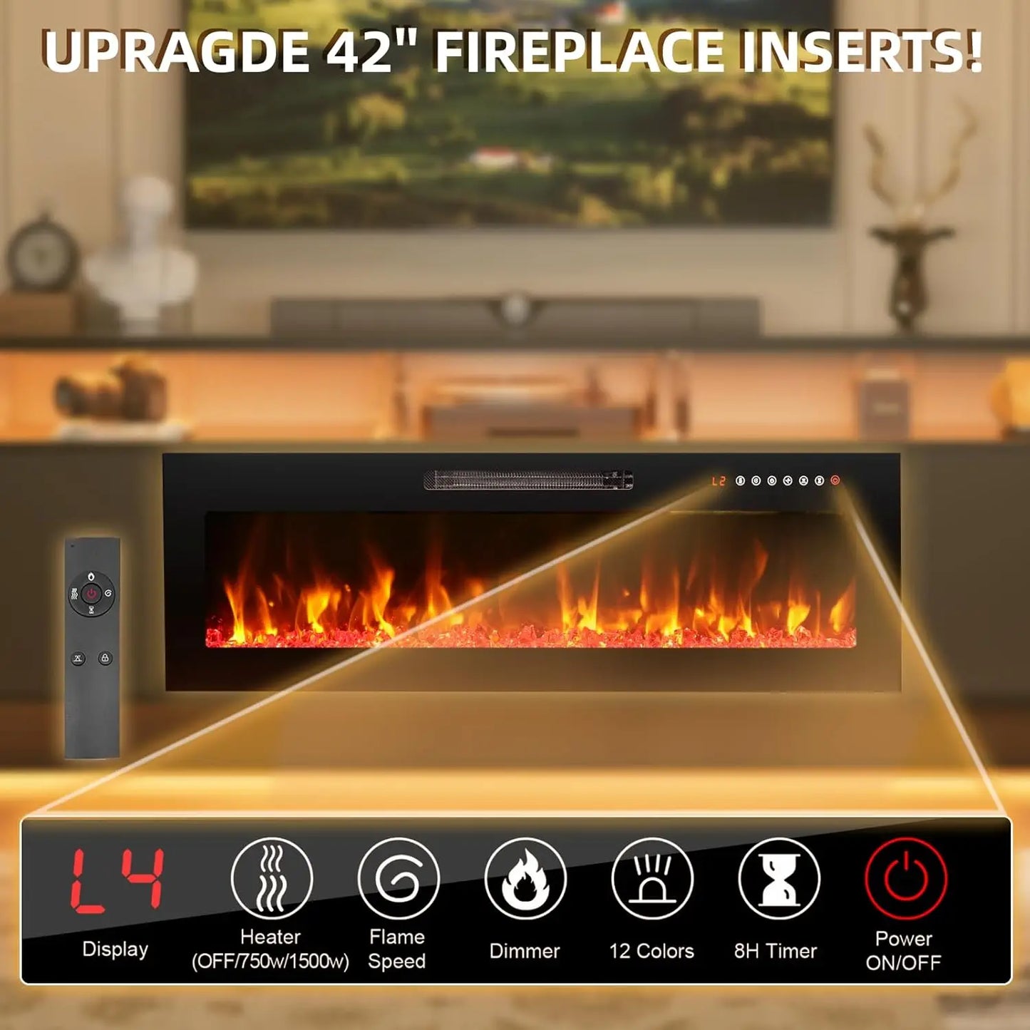 80-inch 2 Tier TV Console with Electric Fireplace
