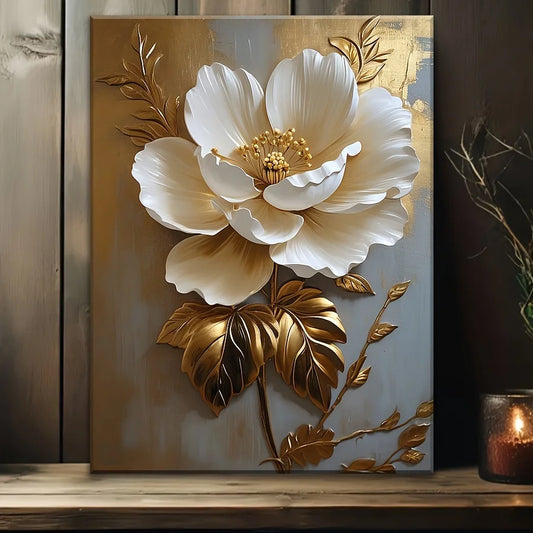 1PC Elegant White Floral Canvas Wall Art