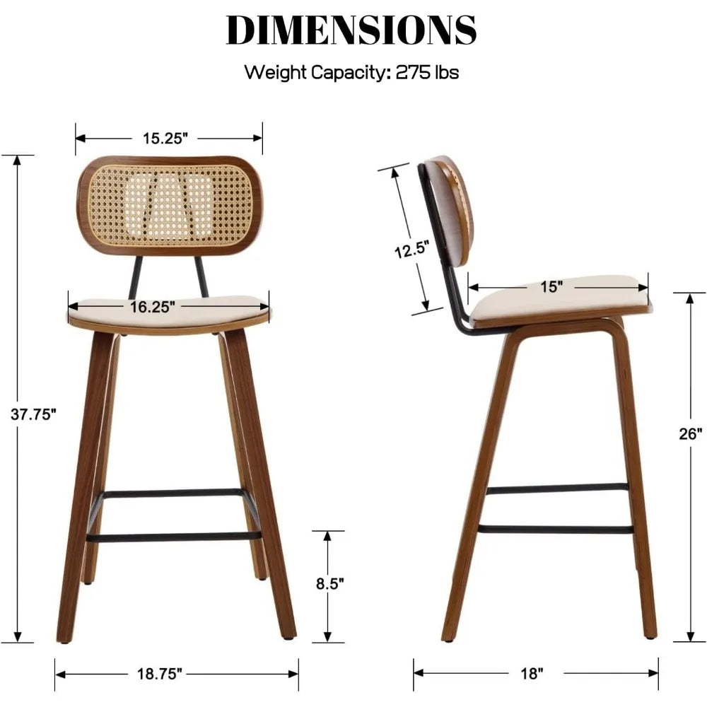 Set of 2 Modern Bar Stools   w/wooden legs