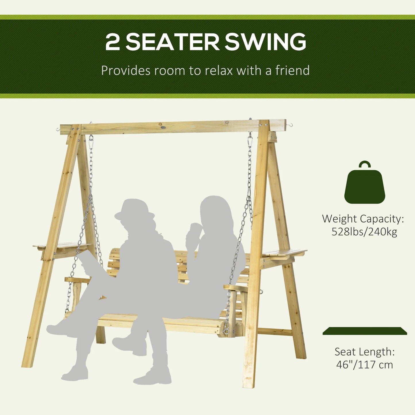 2-Seat Patio Swing Chair