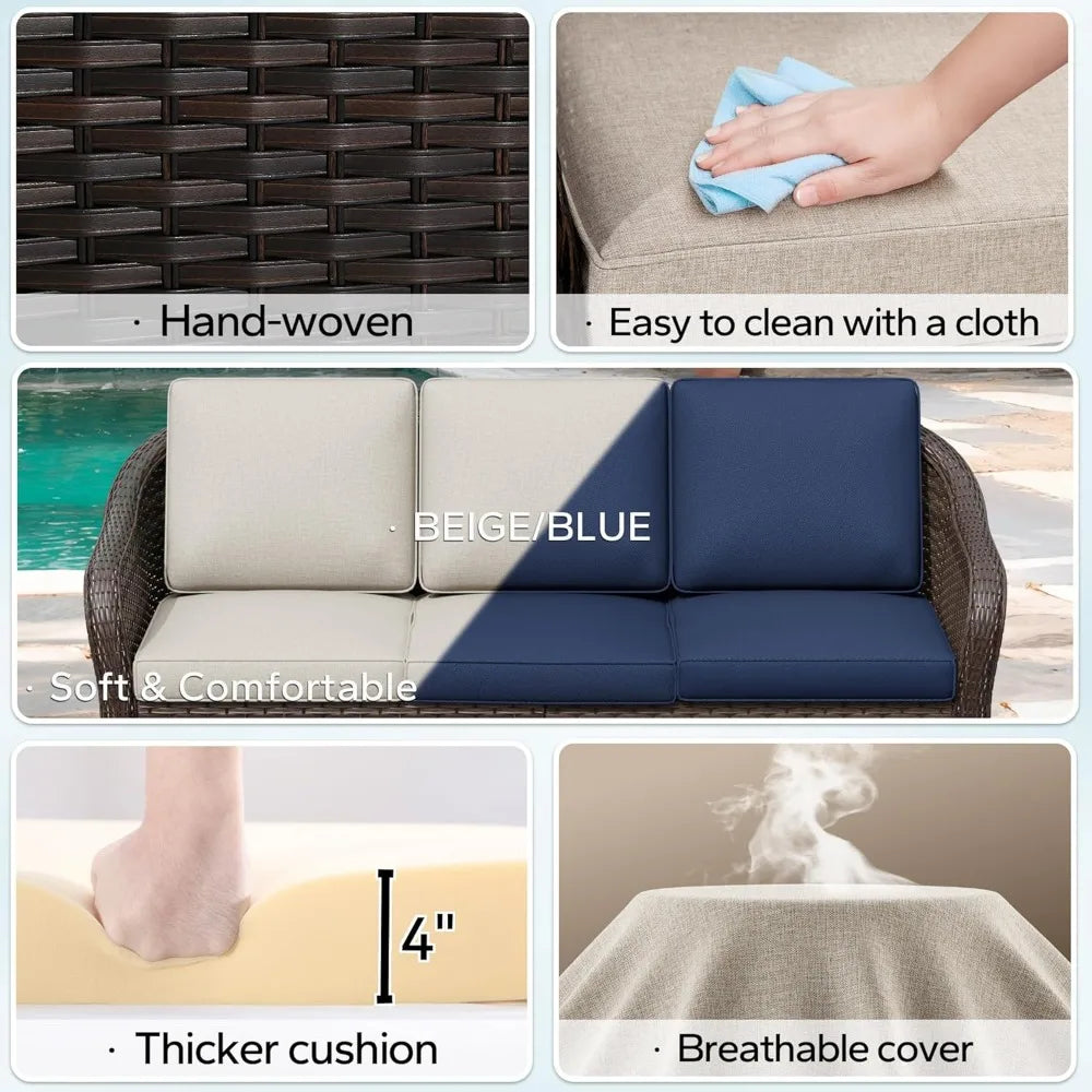78" Wicker 3-seat Sofa