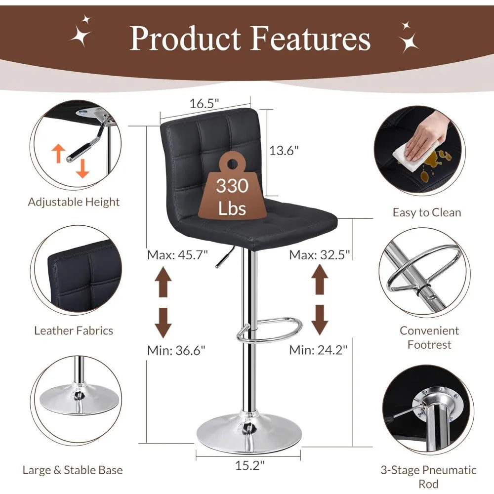 4 Adjustable Swivel Barstools
