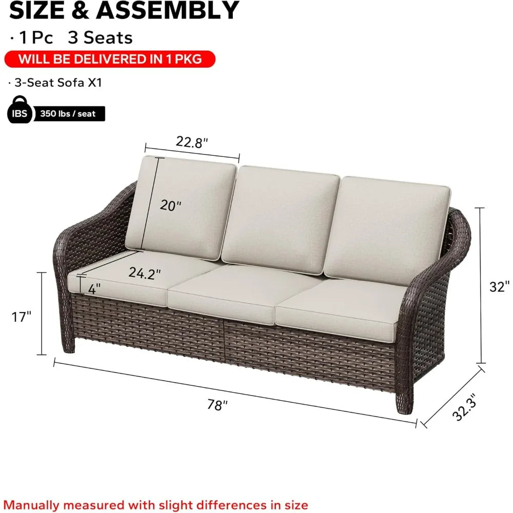 78" Wicker 3-seat Sofa