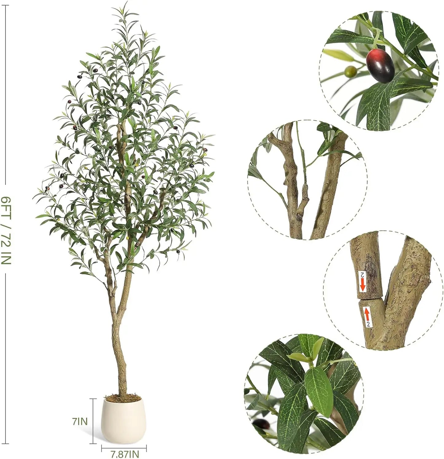 5/6/7ft Artificial Indoor Olive Silk Tree