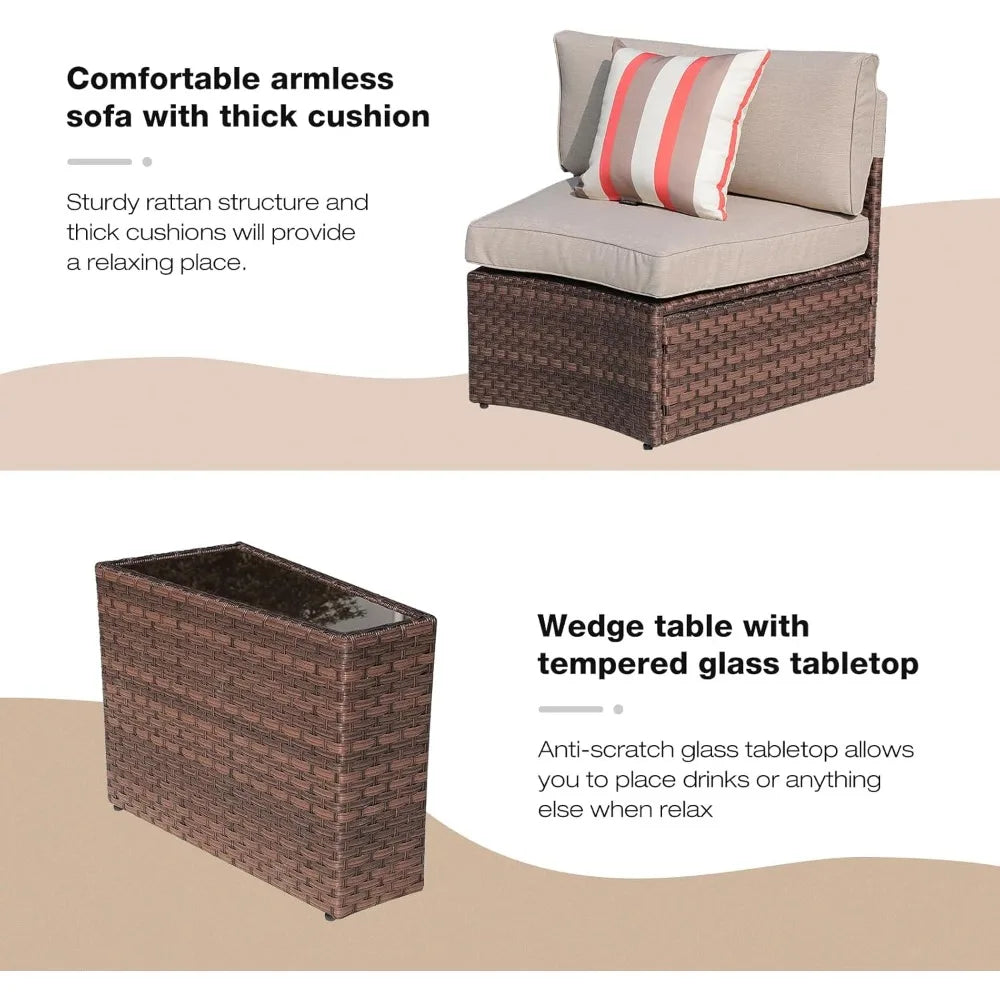 13-Piece Round Outdoor Patio Furniture Set