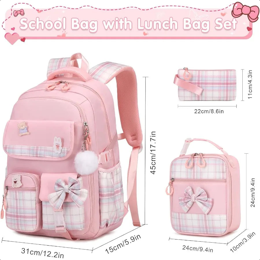 3PCS Cute Backpack for Girls