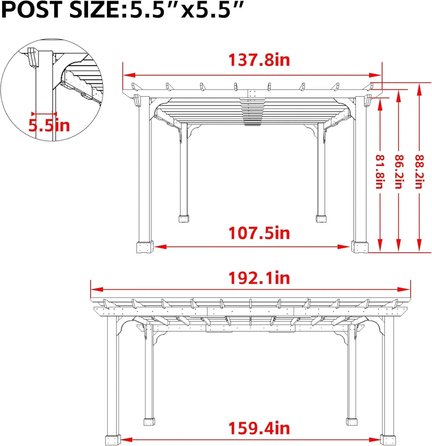 12 x16 FT Wooden Gazebo Patio, Deck