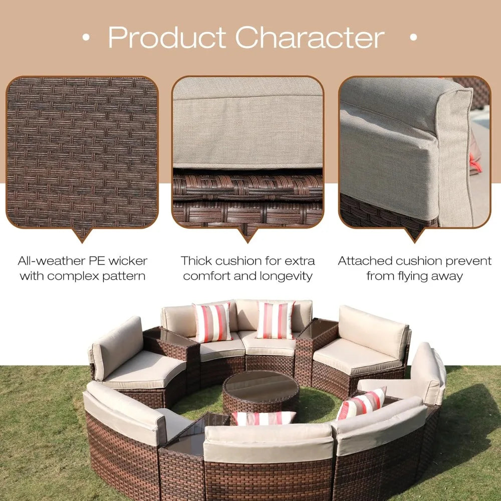 13-Piece Round Outdoor Patio Furniture Set