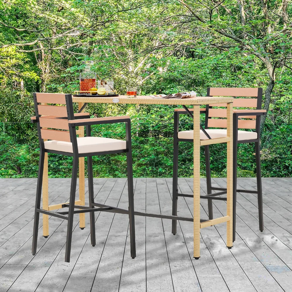 3-Piece Patio Bar Height Table Set
