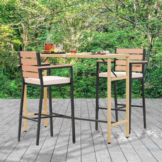 3-Piece Patio Bar Height Table Set