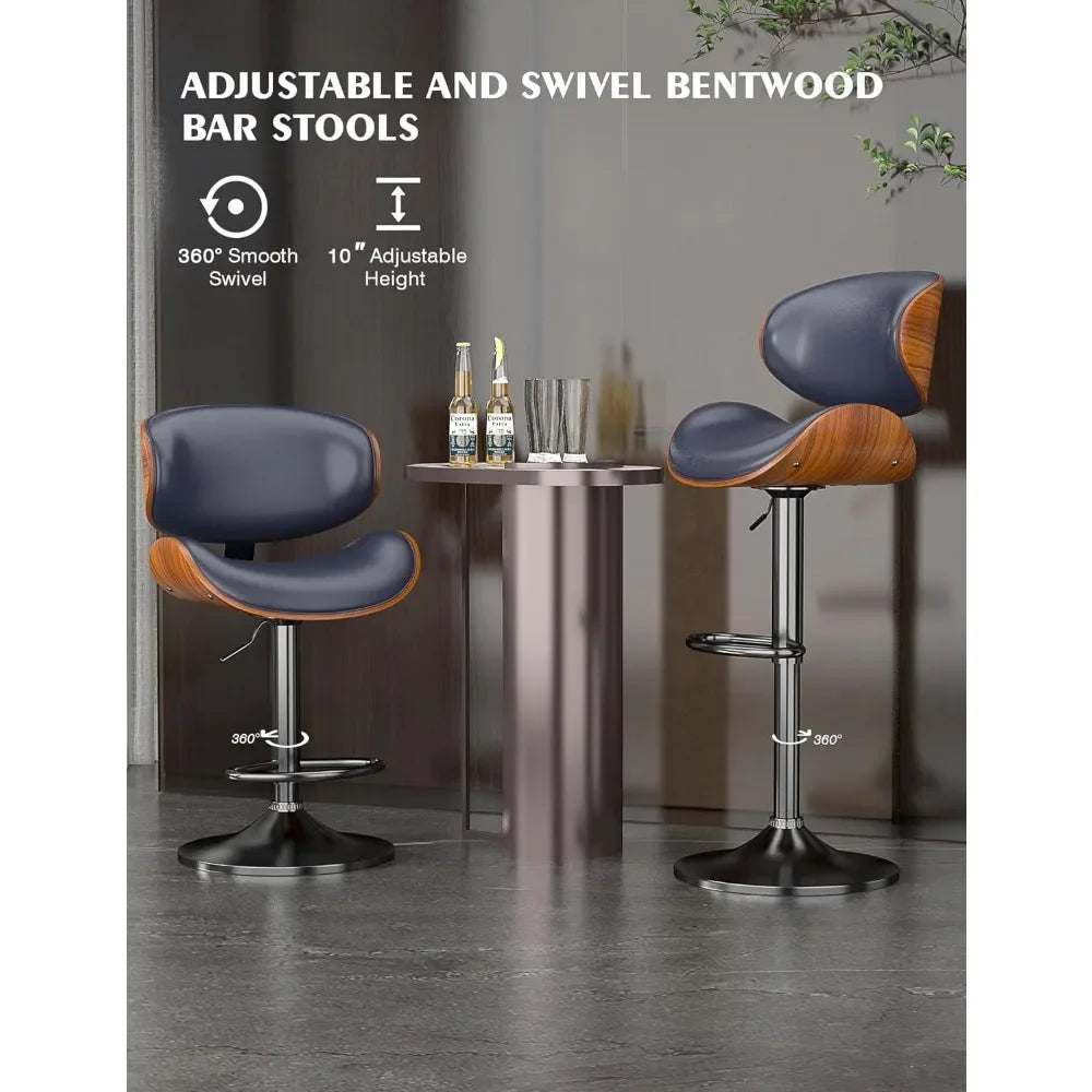 Swivel Bar Stools w/ adjustable height and leather seats