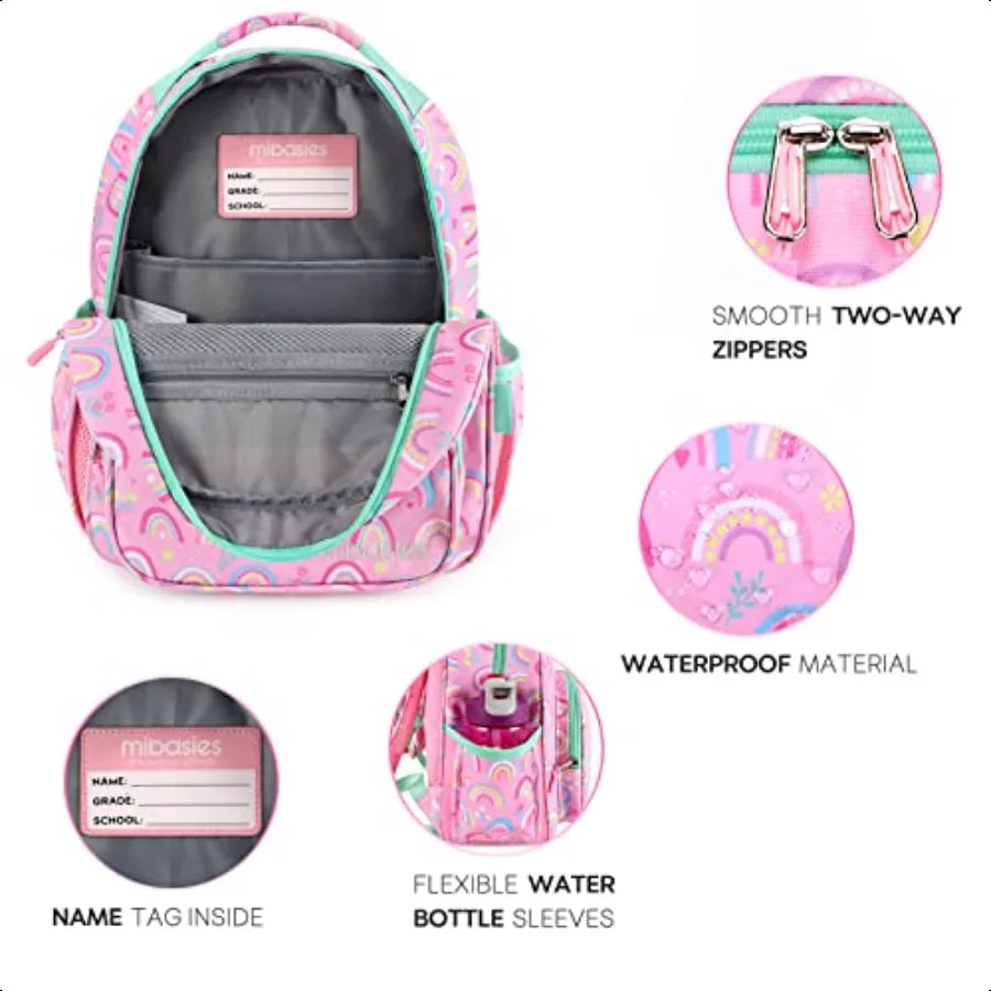 Girls Lightweight Rainbow Pink Backpack