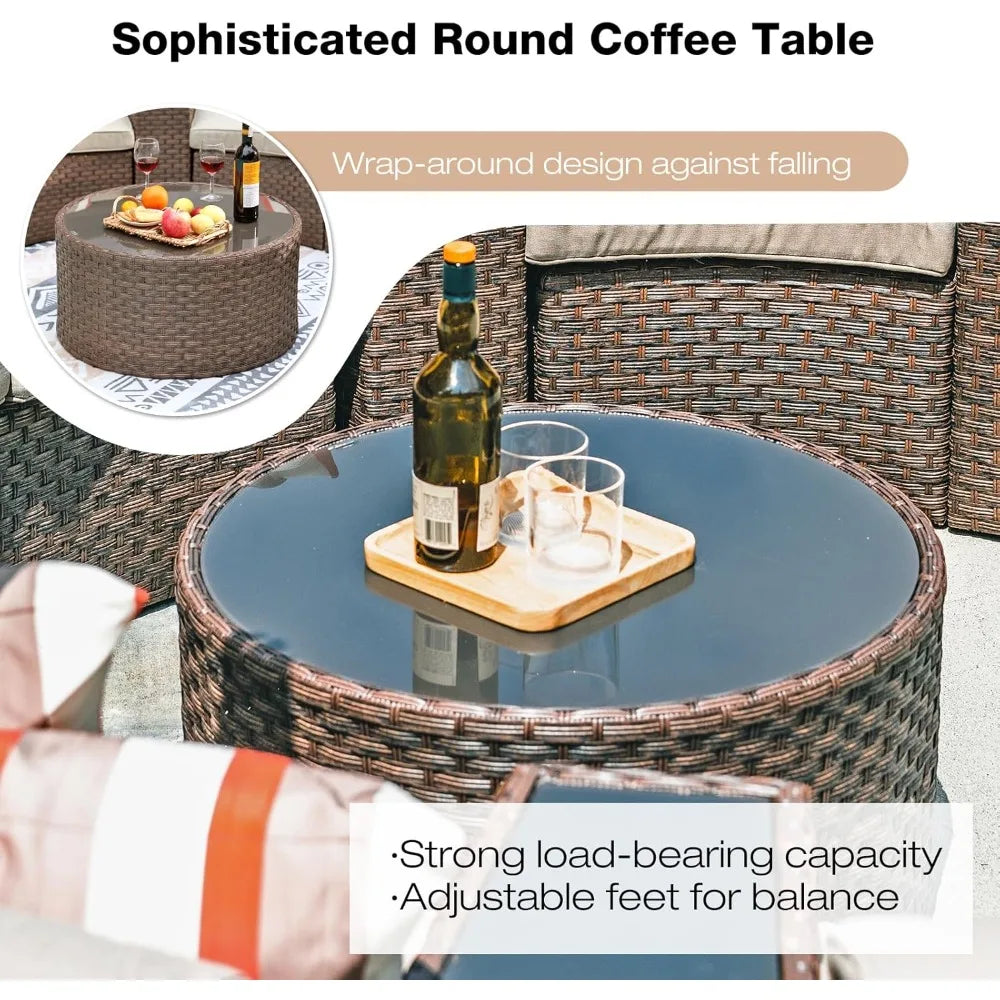 13-Piece Round Outdoor Patio Furniture Set