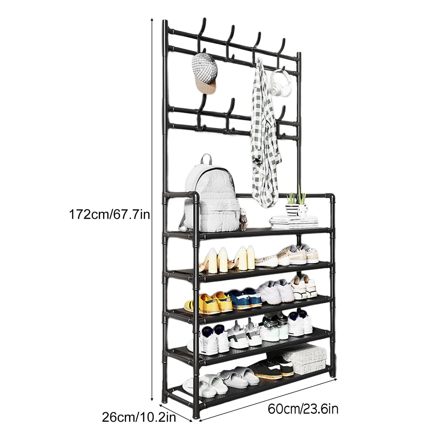 3-in-1 Freestanding Hall Tree Coat / Shoe Rack