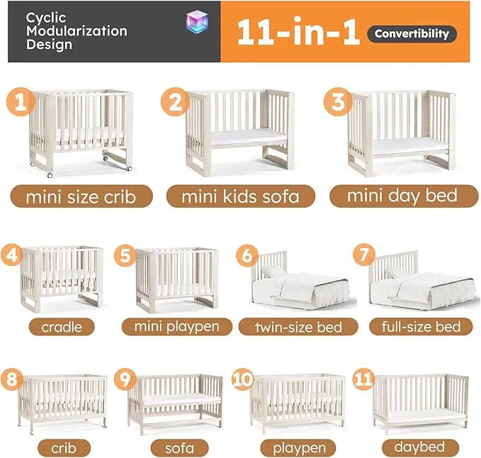 11-in-1 Convertible Baby Crib
