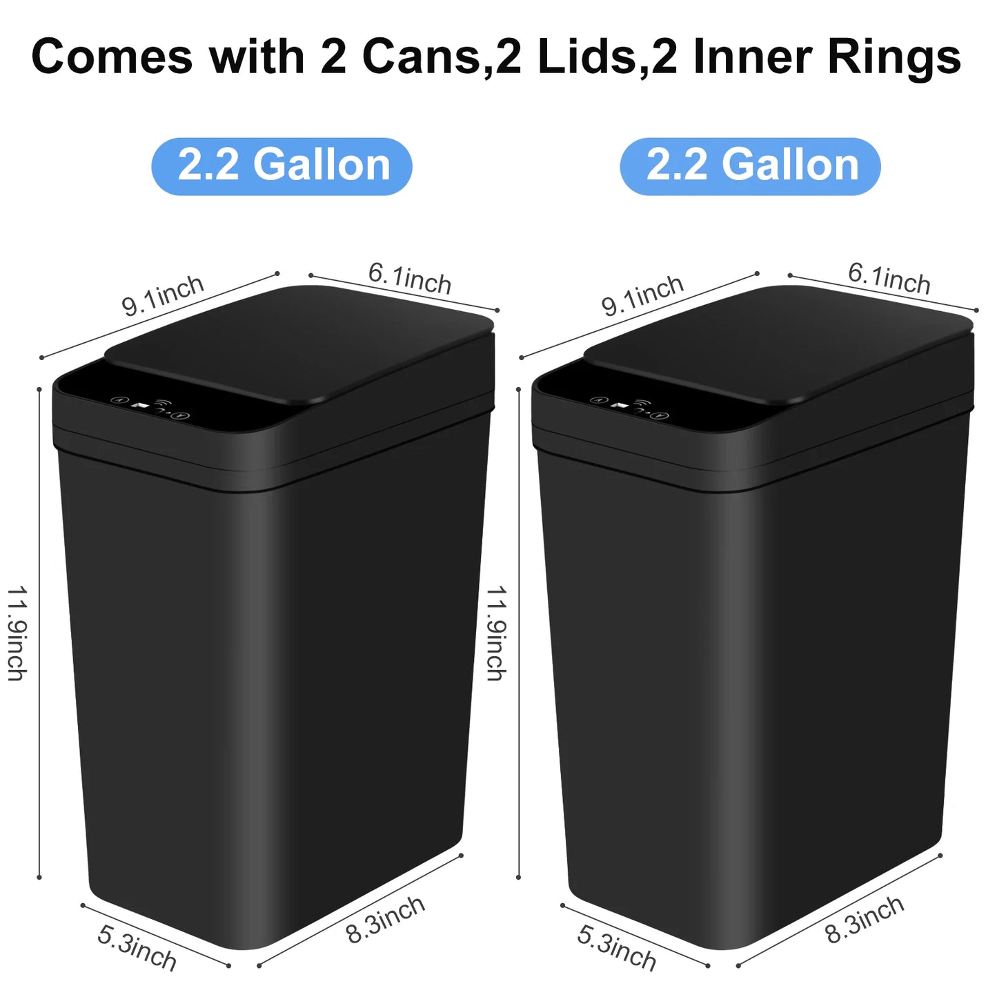 2 Pack 12L Automatic Trash Cans